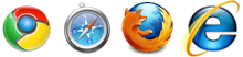 Gisulayan ug gisuportahan sa Chrome, Safari, Internet Explorer, ug Firefox
