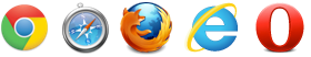 Provita kaj subtenata en Chrome, Safari, Internet Explorer kaj Firefox