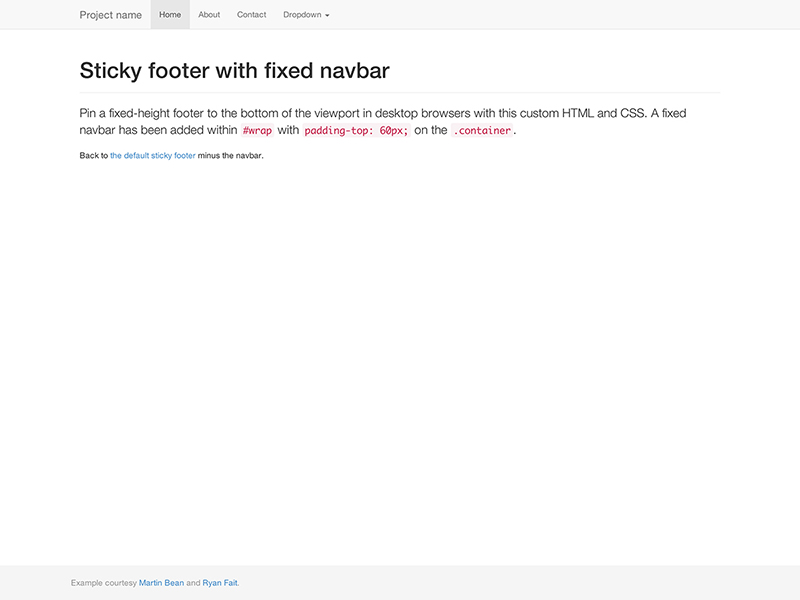 navbar ઉદાહરણ સાથે સ્ટીકી ફૂટર